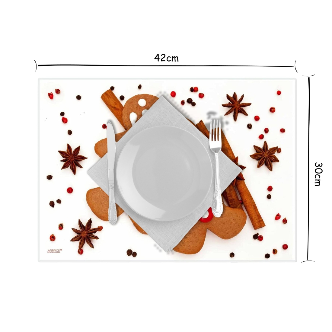 Tischset Platzset abwaschbar Weihnachtsmännchen von ARTIPICS